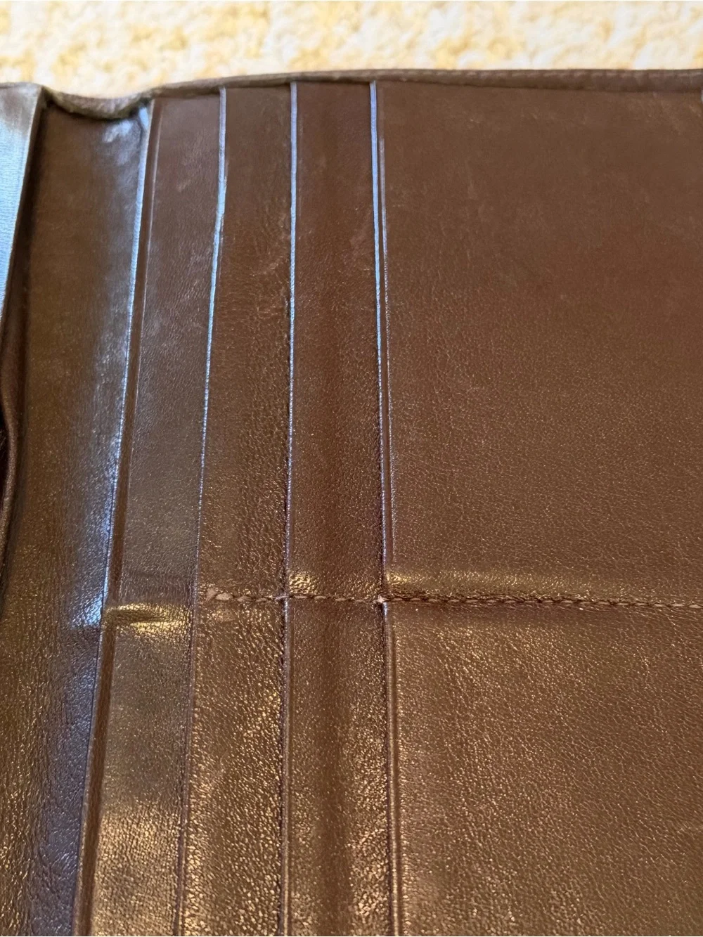 Bosca Leather Wallet Checkbook Cover Bifold Men's Brown Full Grain Hide Vintage